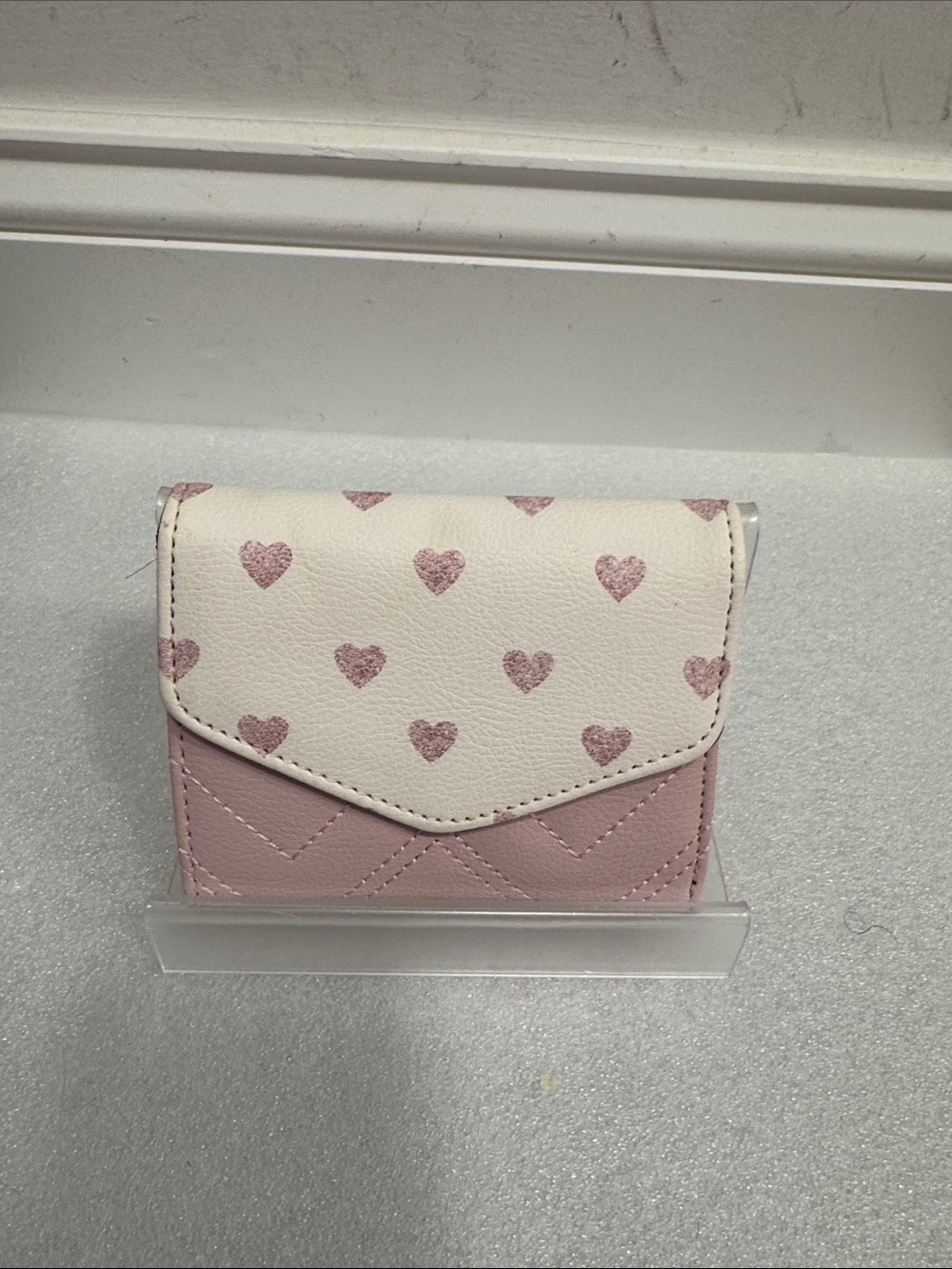 Betsey Johnson pink and white heart snap wallet
